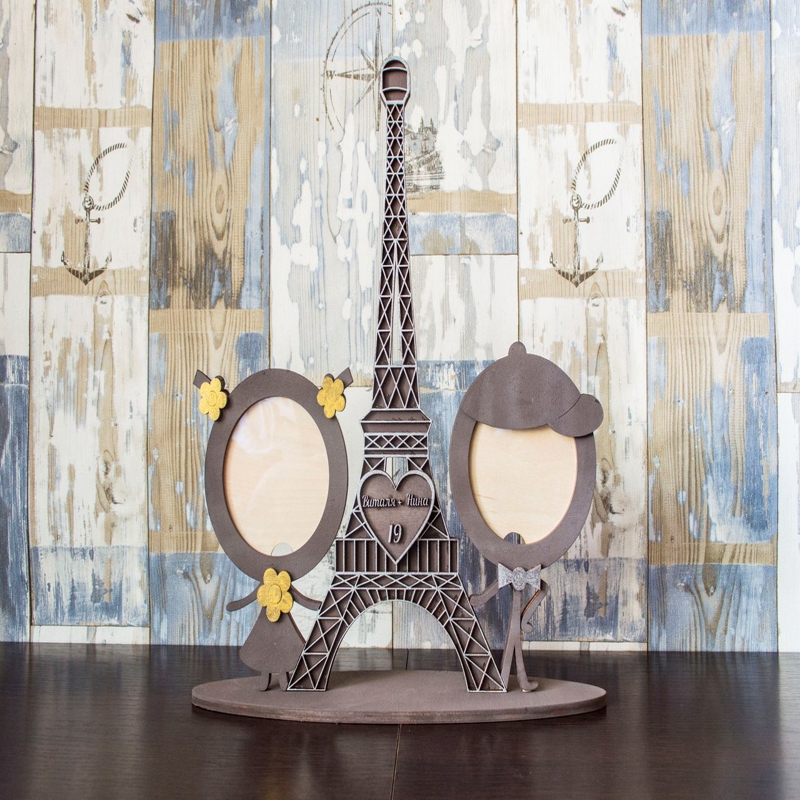 طرح قاب عکس برج ایفل مناسب برای استفاده در دستگاه های cnc چوب و cnc لیزر - laser cut eiffel tower photo frame cdr file