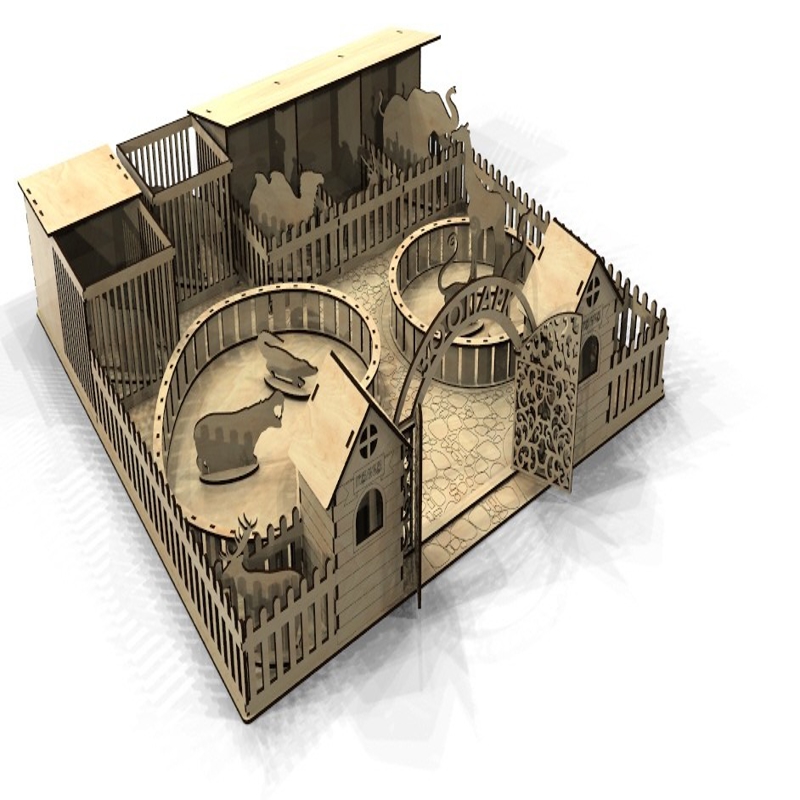 طرح سه بعدی باغ وحش مناسب برای استفاده در دستگاه های cnc چوب و cnc لیزر - laser cut zoo 3d model template cdr file