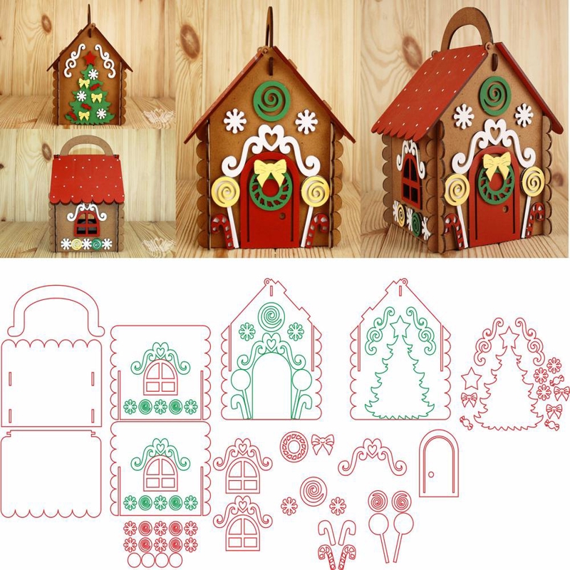 طرح خانه شیرینی زنجفیلی مناسب برای استفاده در دستگاه های cnc چوب و cnc لیزر - laser cut gingerbread house cdr file
