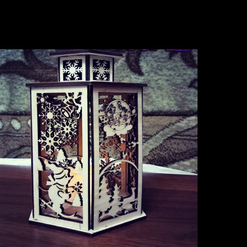 طرح فانوس کریسمس سال نو مناسب برای استفاده در دستگاه های cnc چوب و cnc لیزر - laser cut christmas new year lantern template cdr file