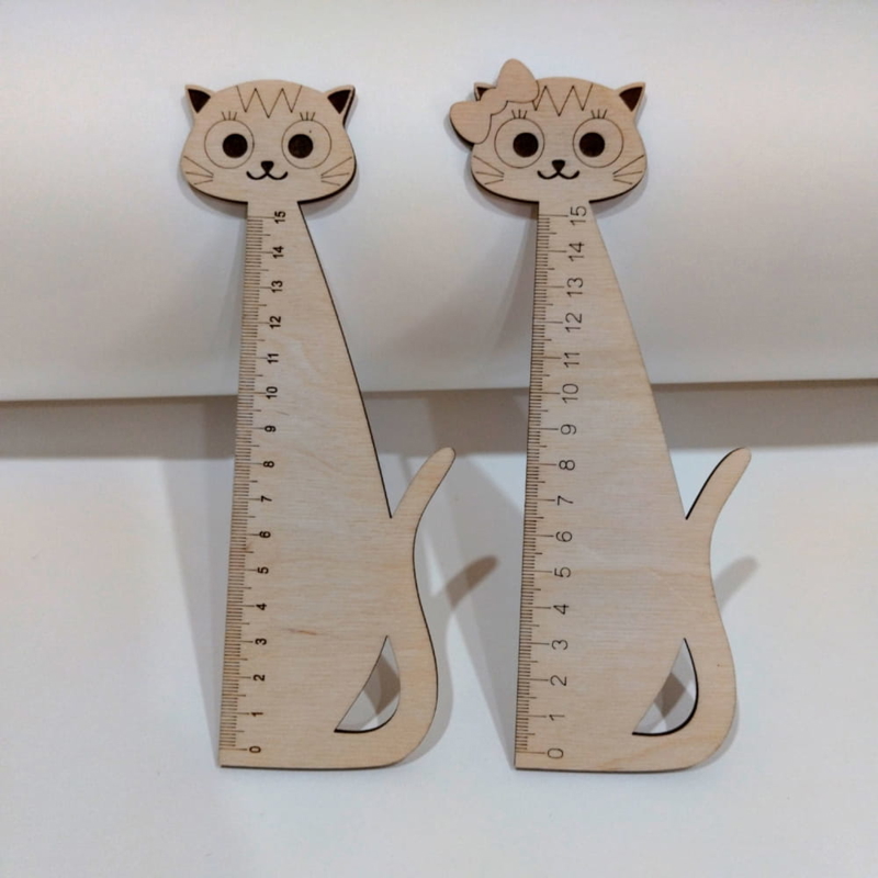 طرح خط کش طرح گربه بامزه مناسب برای استفاده در دستگاه های cnc چوب و cnc لیزر - laser cut cute cat shape ruler cdr file