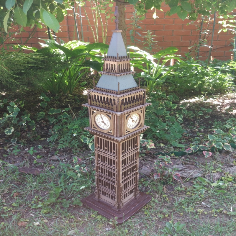 طرح مدل سه بعدی چوب بیگ بن لندن با مناسب برای استفاده در دستگاه های cnc چوب و cnc لیزر - laser cut london big ben 3d wood model cdr file
