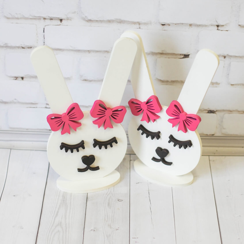 طرح پایه کش موی خرگوشی طرح دار مناسب برای استفاده در دستگاه های cnc چوب و cnc لیزر - laser cut bunny rubber band stand hair band stand cdr file