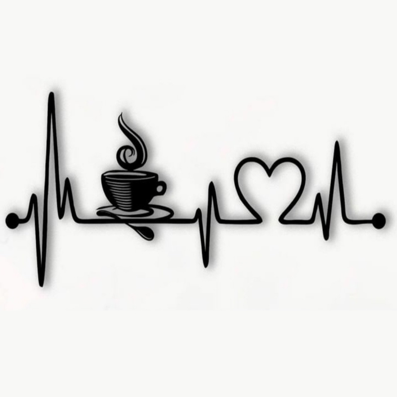 طرح قلب قهوه برای دیوار مناسب برای استفاده در دستگاه های cnc چوب و cnc لیزر - laser cut coffee heartbeat lifeline wall art cdr file