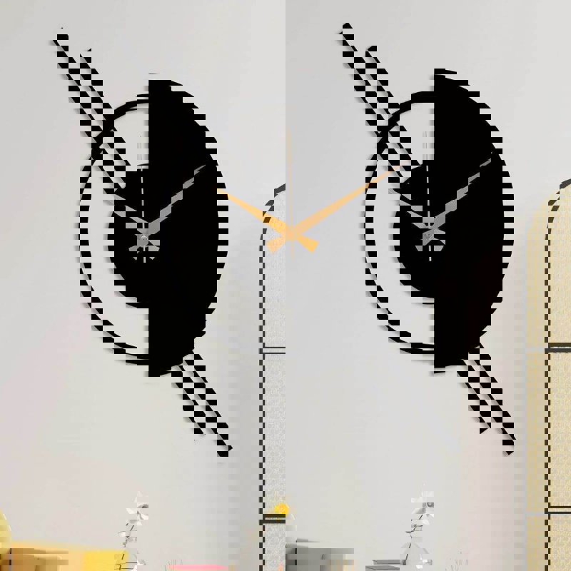 طرح ساعت دیواری مدرن انتزاعی مناسب برای استفاده در دستگاه های cnc چوب و cnc لیزر - laser cut modern abstract wall clock