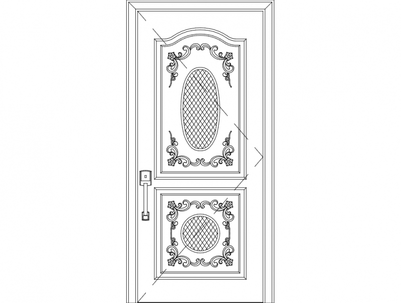 طرح درب تک واحدی مدرن مناسب برای استفاده در دستگاه های cnc چوب و cnc لیزر - modern single door design dxf file
