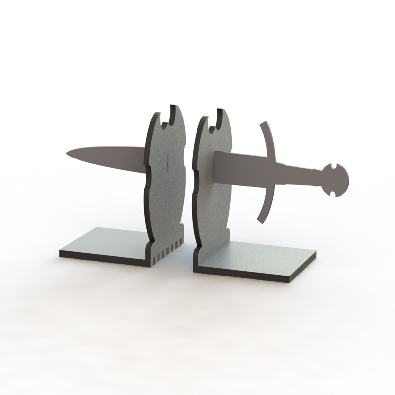 طرح کتاب شمشیر مناسب برای استفاده در دستگاه های cnc چوب و cnc لیزر - laser cut sword book support dxf file