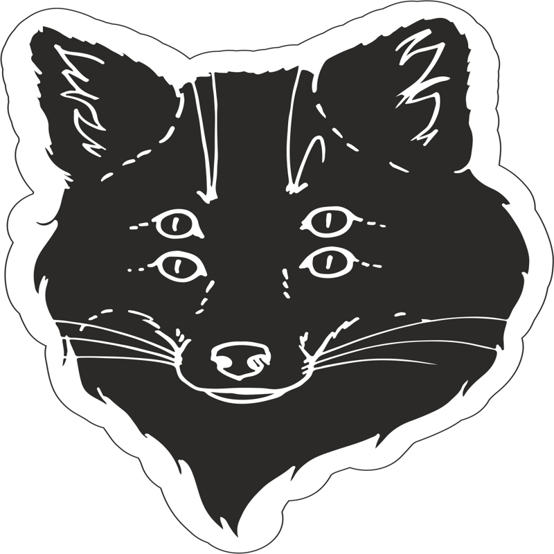 طرح فایل وکتور هنری استیکر روباه سیاه مناسب برای استفاده در دستگاه های cnc چوب و cnc لیزر - black fox sticker vector art cdr file