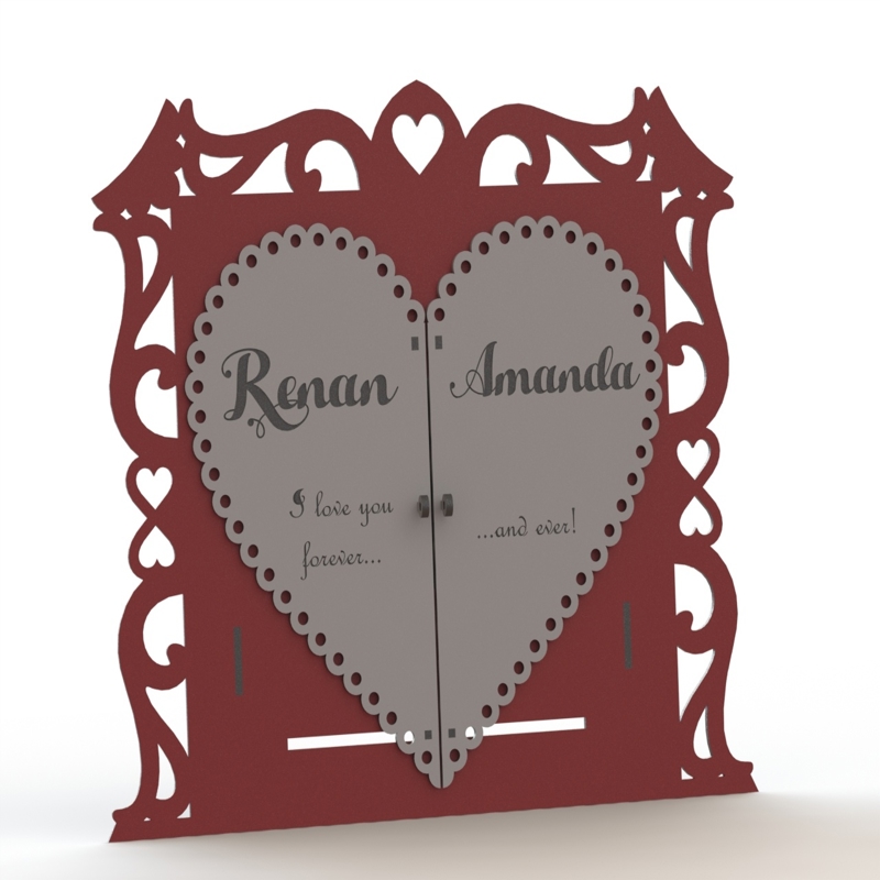 طرح قاب عکس زوج مناسب برای استفاده در دستگاه های cnc چوب و cnc لیزر - couple photo frame laser cut cdr file