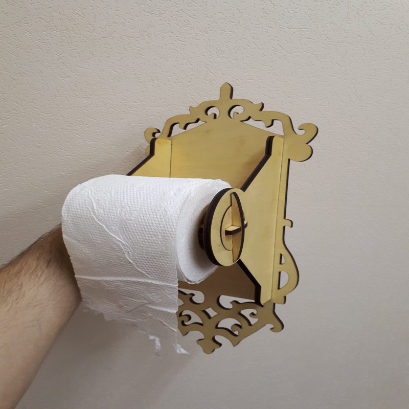 طرح جای دستمال توالت مناسب برای استفاده در دستگاه های cnc چوب و cnc لیزر - toilet paper holder laser cut cdr file