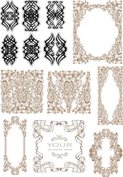 طرح پترن و الگوی تزئینات باروک قدیمی مناسب برای استفاده در دستگاه های cnc چوب و cnc لیزر - vintage baroque ornament retro pattern cdr file