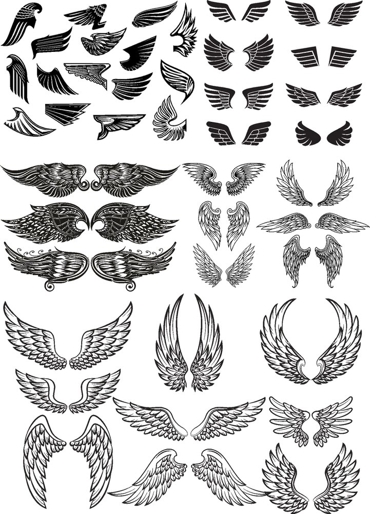 طرح مجموعه وکتور بال‌ها مناسب برای استفاده در دستگاه های cnc چوب و cnc لیزر - wings vector set cdr file