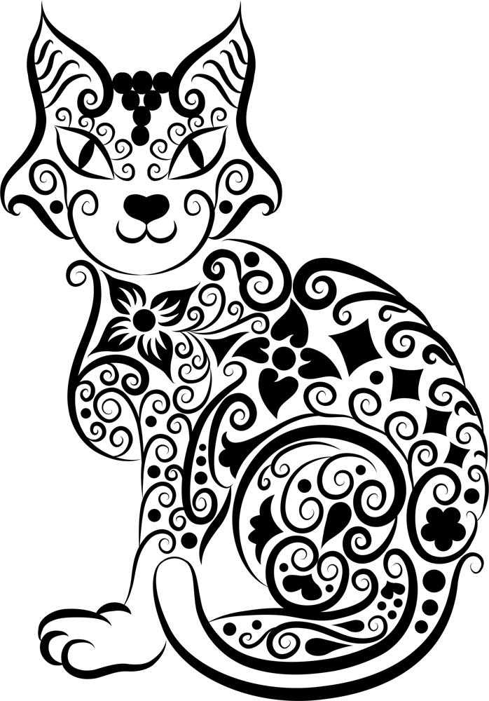 طرح وکتور طرح خطی گربه مناسب برای استفاده در دستگاه های cnc چوب و cnc لیزر - cat vector line art cdr file
