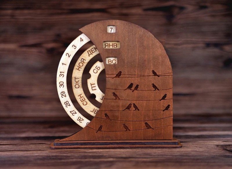 طرح تقویم دائمی چوبی ، رومیزی اداری مناسب برای استفاده در دستگاه های cnc چوب و cnc لیزر - laser cut wooden perpetual calendar office desktop
