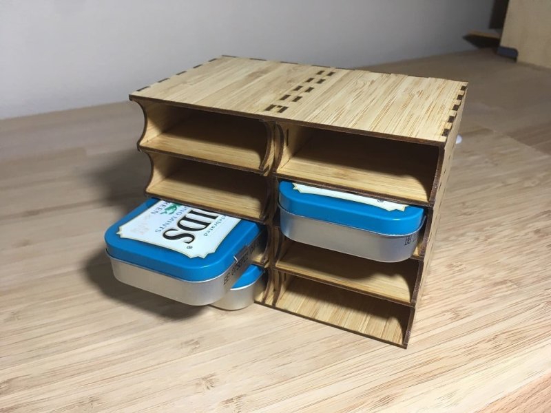 طرح جعبه قلع آلتوئیدی مناسب برای استفاده در دستگاه های cnc چوب و cnc لیزر - laser cut altoid tin case