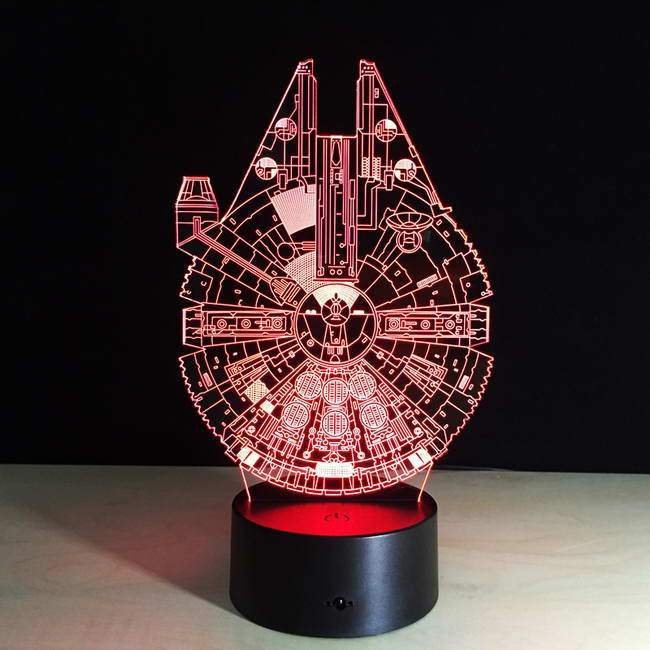 طرح چراغ قوه سه بعدی طرح شاهین هزاره مناسب برای استفاده در دستگاه های cnc چوب و cnc لیزر - laser cut millennium falcon 3d illusion lamp cdr file