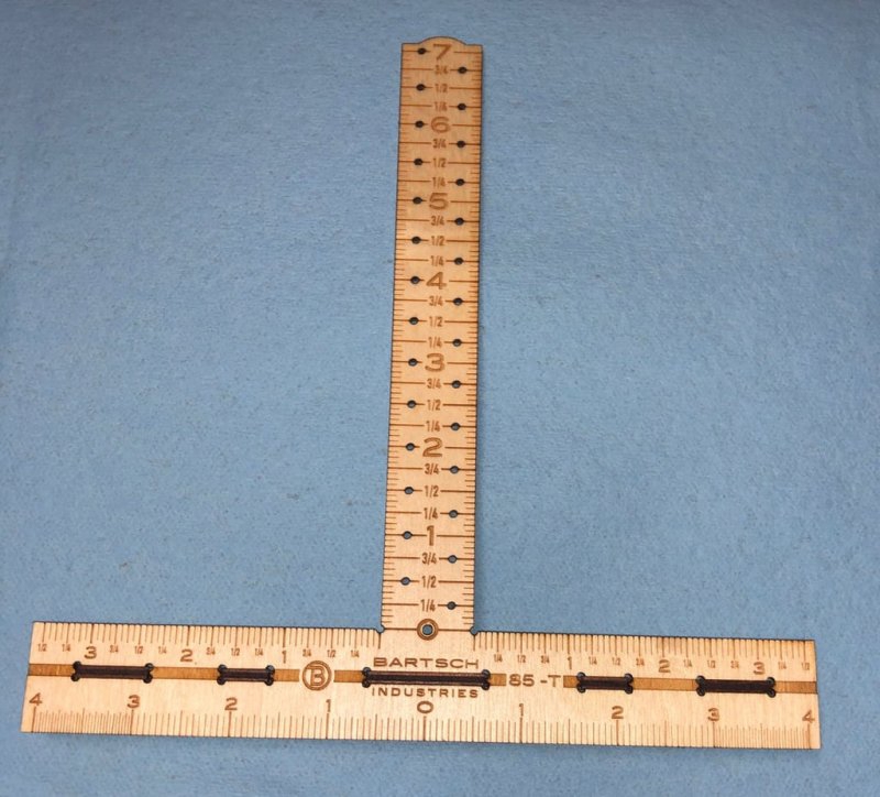 طرح خط کش مربعی T شکل مناسب برای استفاده در دستگاه های cnc چوب و cnc لیزر - laser cut t square ruler