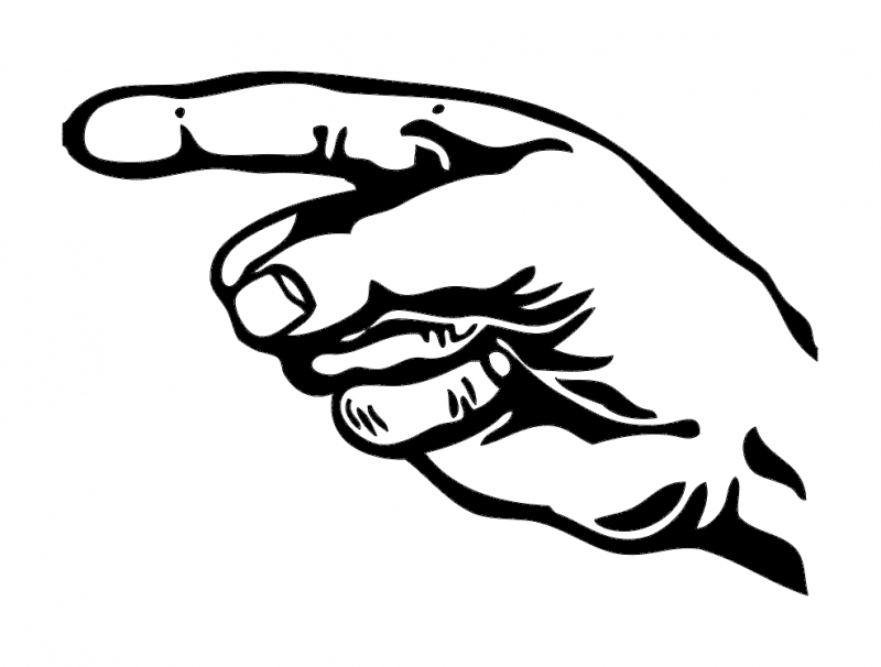 طرح دست با انگشت اشاره ۲ مناسب برای استفاده در دستگاه های cnc چوب و cnc لیزر - hand with pointing finger 2 dxf file