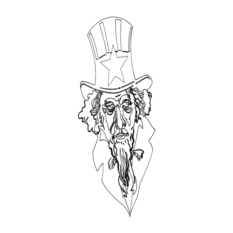 طرح عمو سام مناسب برای استفاده در دستگاه های cnc چوب و cnc لیزر - uncle sam dxf file