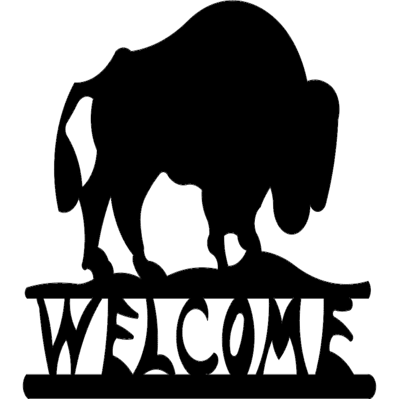 طرح خوشامدگویی بوفالو مناسب برای استفاده در دستگاه های cnc چوب و cnc لیزر - buffalo welcome dxf file