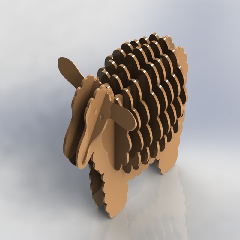 طرح الگوی پازل سه بعدی گوسفند مناسب برای استفاده در دستگاه های cnc چوب و cnc لیزر - sheep 3d puzzle pattern dxf file