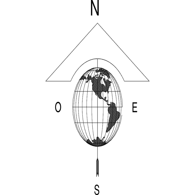 طرح نقشه کره زمین با جهت شمال مناسب برای استفاده در دستگاه های cnc چوب و cnc لیزر - north arrow globe map dxf file