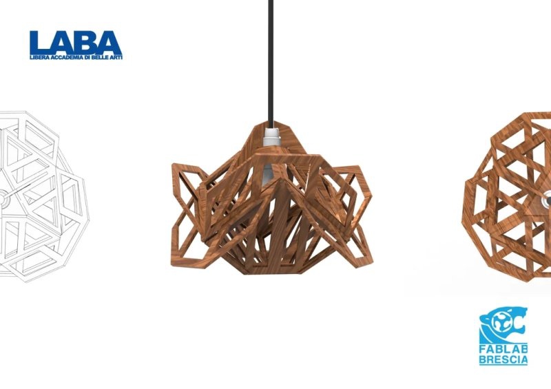 طرح لامپ هندسی مناسب برای استفاده در دستگاه های cnc چوب و cnc لیزر - laser cut geometric lamp