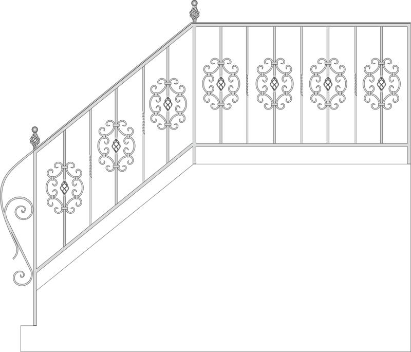 طرح نرده و حفاظ راه پله فرفورژه مناسب برای استفاده در دستگاه های cnc چوب و cnc لیزر - wrought iron stairs railing fence and grilles cdr file