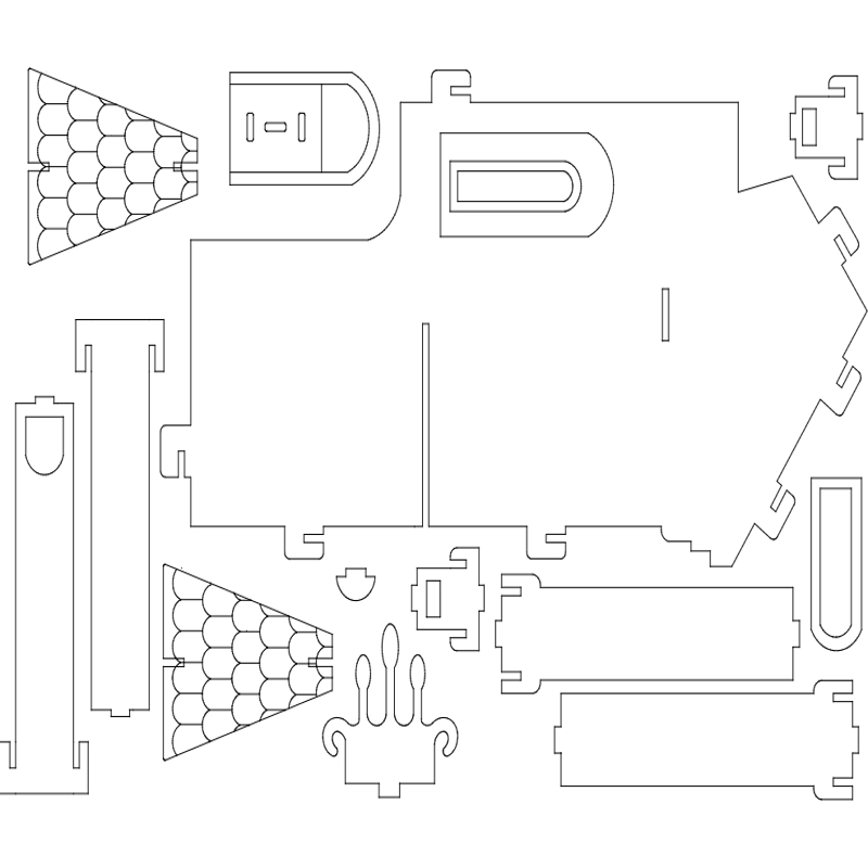 طرح ویلای 10 مناسب برای استفاده در دستگاه های cnc چوب و cnc لیزر - villa 10 dxf file