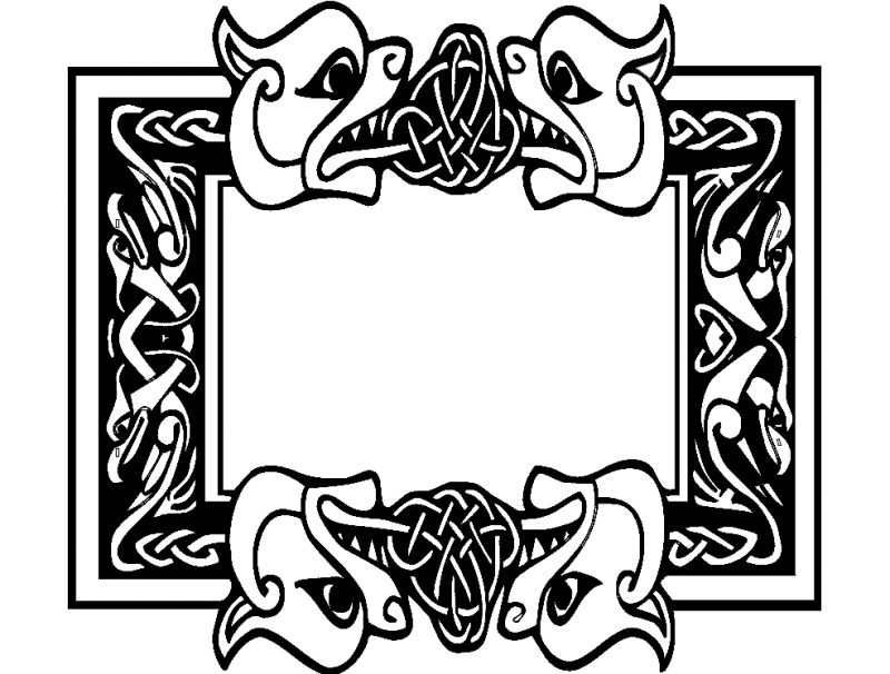 طرح قاب فونت سلتیک مناسب برای استفاده در دستگاه های cnc چوب و cnc لیزر - celtic font frame dxf file