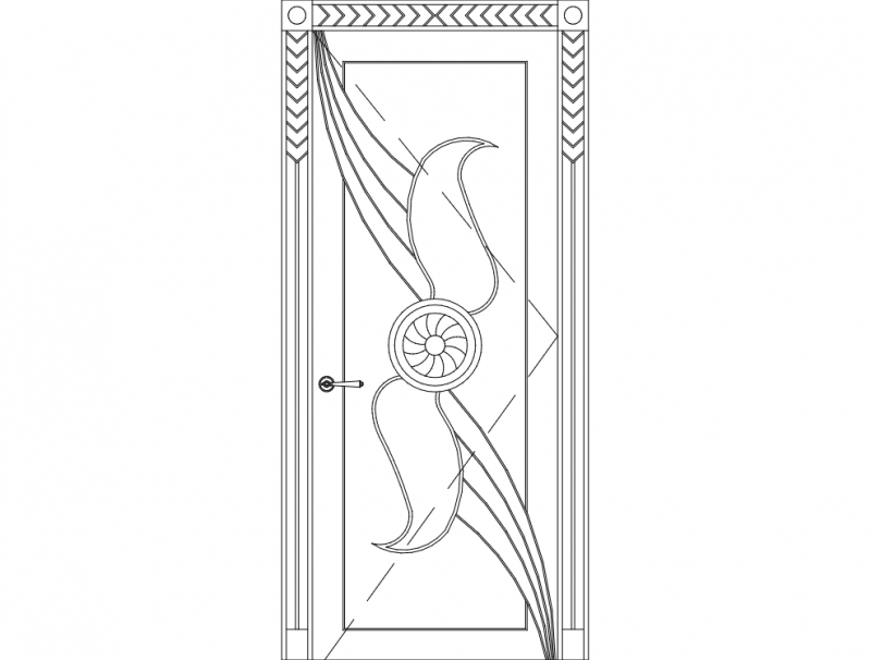 طرح منبت کاری درب اصلی تک واحدی مناسب برای استفاده در دستگاه های cnc چوب و cnc لیزر - main single door carving design dxf file