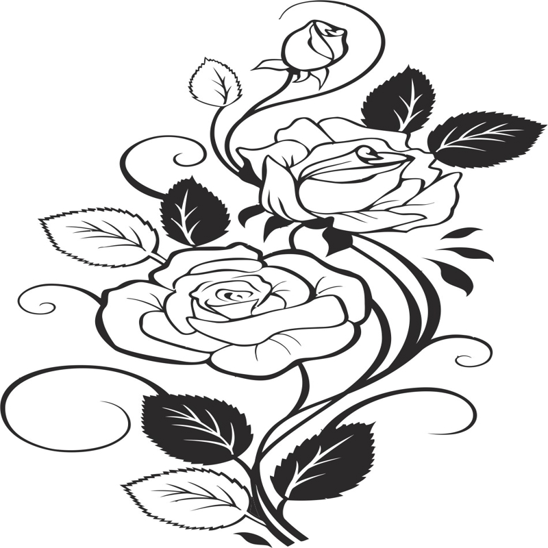 طرح وکتور گل رز سیاه و سفید مناسب برای استفاده در دستگاه های cnc چوب و cnc لیزر - black and white rose vector cdr file