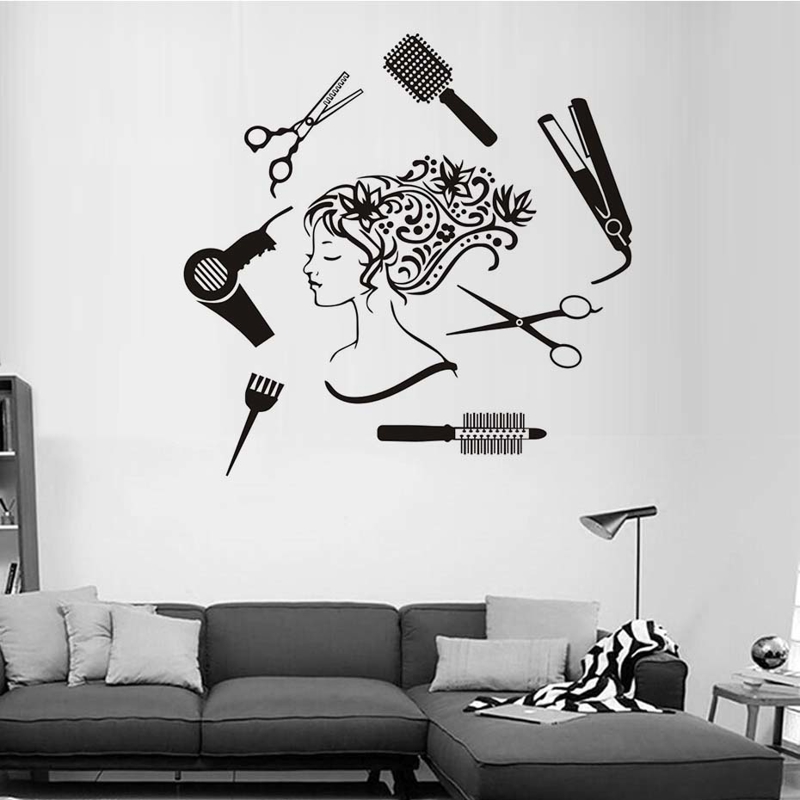 طرح دیواری دختر آرایشگاه زنانه مناسب برای استفاده در دستگاه های cnc چوب و cnc لیزر - hair salon girl wall art dxf file