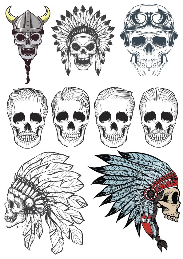 طرح وکتور طرح جمجمه مناسب برای استفاده در دستگاه های cnc چوب و cnc لیزر - skull vector art pack cdr file