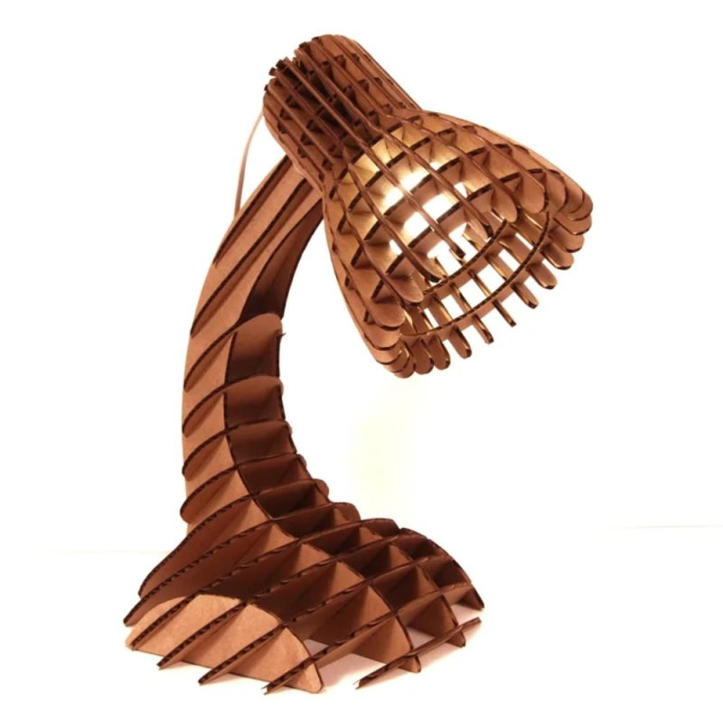طرح چراغ رومیزی مقوایی مناسب برای استفاده در دستگاه های cnc چوب و cnc لیزر - laser cut cardboard desk lamp svg file
