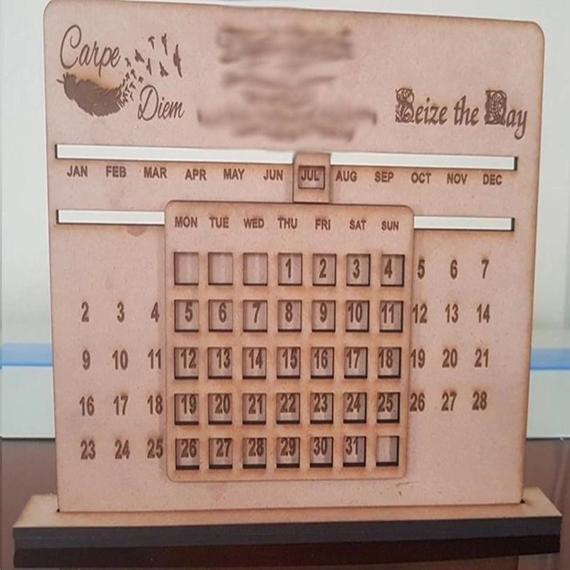 طرح تقویم دائمی مناسب برای استفاده در دستگاه های cnc چوب و cnc لیزر - laser cut perpetual calendar cdr file