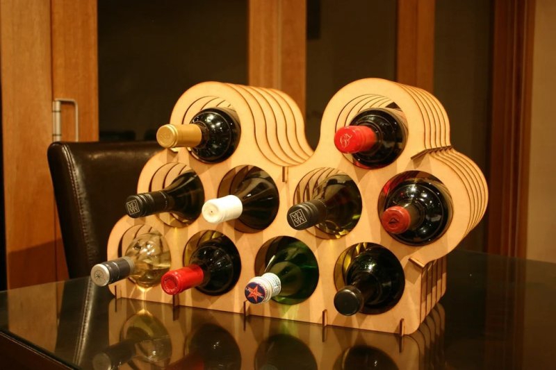 طرح جا نوشابه نامتقارن مناسب برای استفاده در دستگاه های cnc چوب و cnc لیزر - laser cut asymmetrical wine rack dxf file