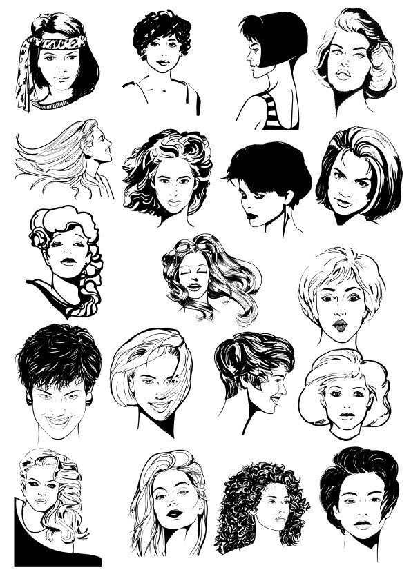 طرح چهره زنان مناسب برای استفاده در دستگاه های cnc چوب و cnc لیزر - women faces cdr file