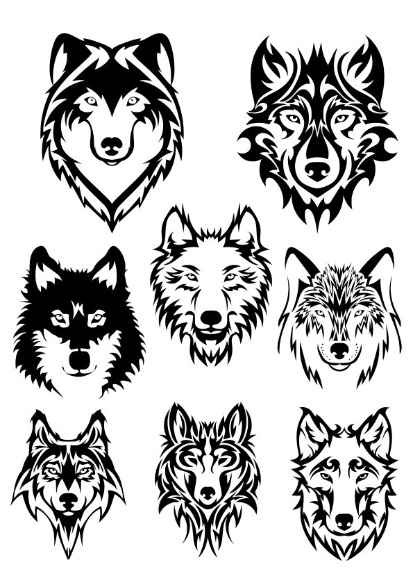 طرح فایل وکتور هنری سیلوئت صورت گرگ مناسب برای استفاده در دستگاه های cnc چوب و cnc لیزر - wolf face silhouette vector art cdr file