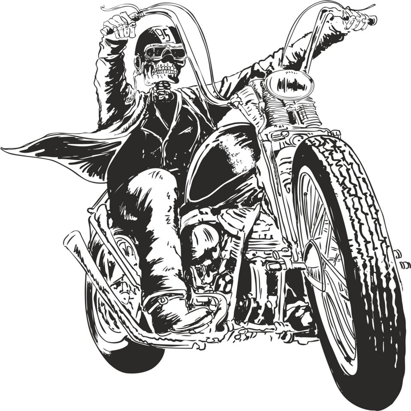 طرح وکتور جمجمه موتورسیکلت مناسب برای استفاده در دستگاه های cnc چوب و cnc لیزر - motorcycle vector skull cdr file