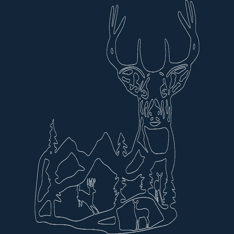 طرح بهترین صحنه گوزن مناسب برای استفاده در دستگاه های cnc چوب و cnc لیزر - deer scene best dxf file