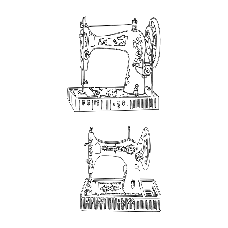 طرح چرخ خیاطی قدیمی مناسب برای استفاده در دستگاه های cnc چوب و cnc لیزر - vintage sewing machine dxf file