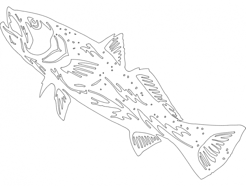 طرح ماهی ۵ مناسب برای استفاده در دستگاه های cnc چوب و cnc لیزر - fish 5 dxf file