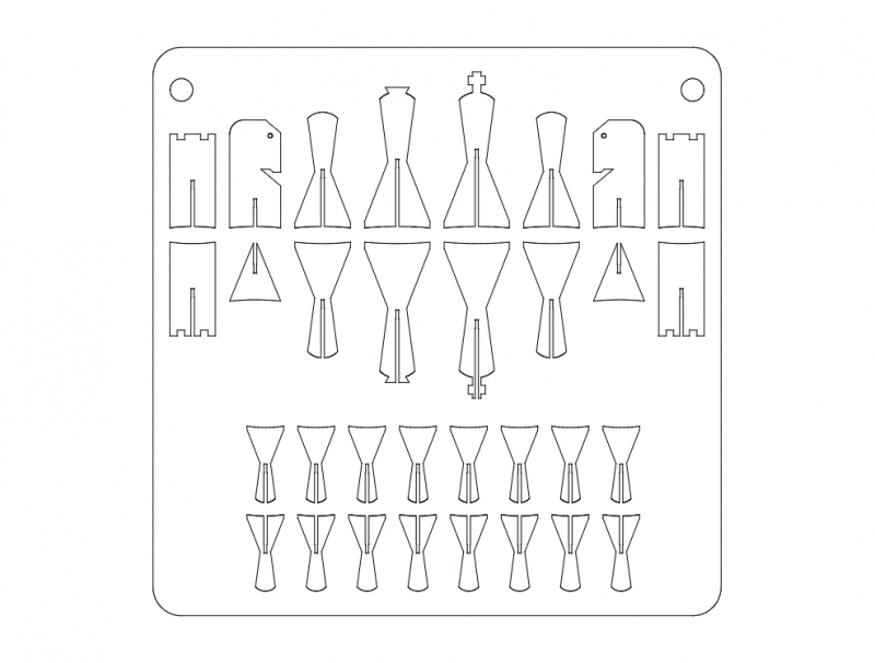 طرح شطرنج مناسب برای استفاده در دستگاه های cnc چوب و cnc لیزر - chess schach dxf file