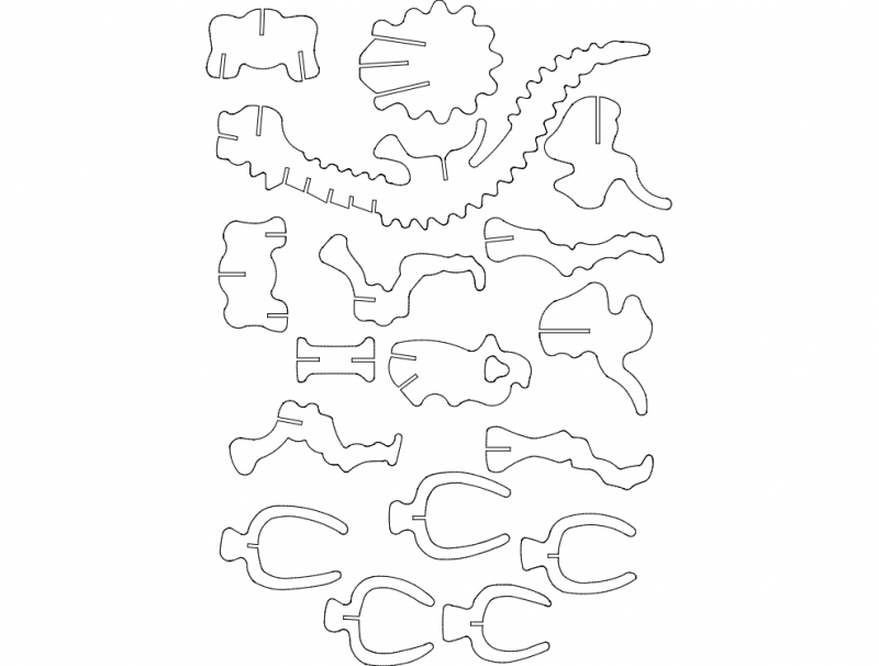 طرح تریسراتوپس یک مناسب برای استفاده در دستگاه های cnc چوب و cnc لیزر - triceratops a dxf file