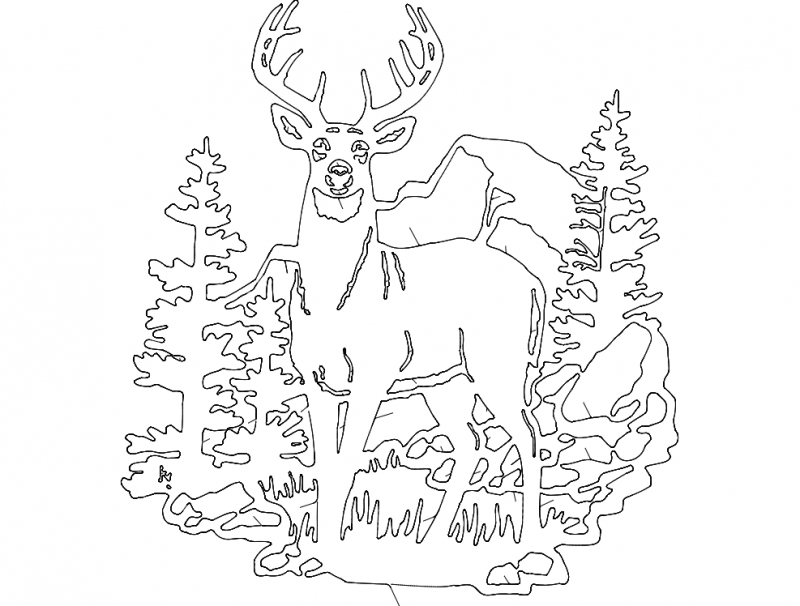 طرح جنگل گوزن مناسب برای استفاده در دستگاه های cnc چوب و cnc لیزر - deer forest dxf file