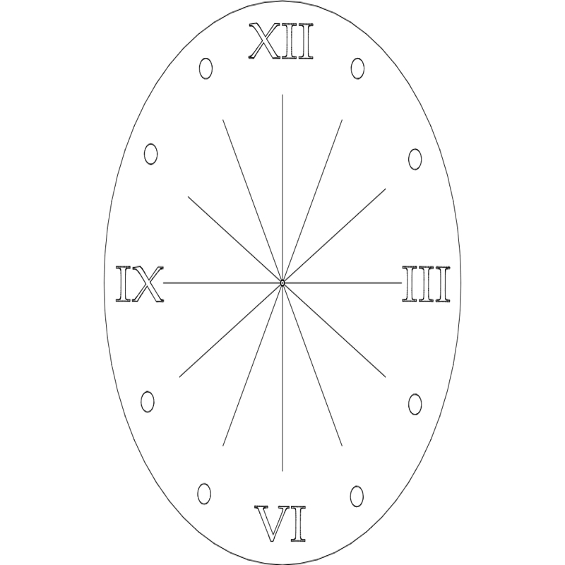 طرح ساعت با اعداد رومی مناسب برای استفاده در دستگاه های cnc چوب و cnc لیزر - clock roman numeral dxf file