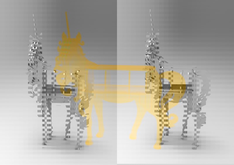 طرح قفسه کتاب تک شاخ مناسب برای استفاده در دستگاه های cnc چوب و cnc لیزر - laser cut unicorn bookshelf