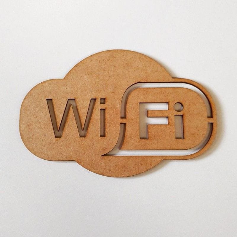 طرح تابلو چوبی وای فای ناتمام مناسب برای استفاده در دستگاه های cnc چوب و cnc لیزر - laser cut wifi sign wooden unfinished