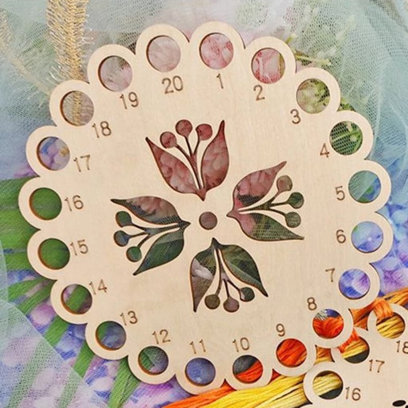 طرح نگهدارنده نخ چوبی و سازمان دهنده نخ گلدوزی برای دوخت ضربدری مناسب برای استفاده در دستگاه های cnc چوب و cnc لیزر - laser cut wooden thread holder and embroidery floss organizer for cross stitch
